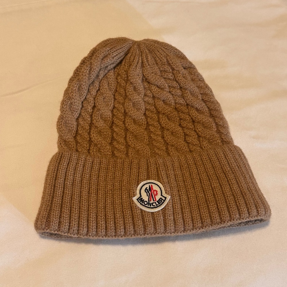 Moncler Tan Cable Knit Beanie